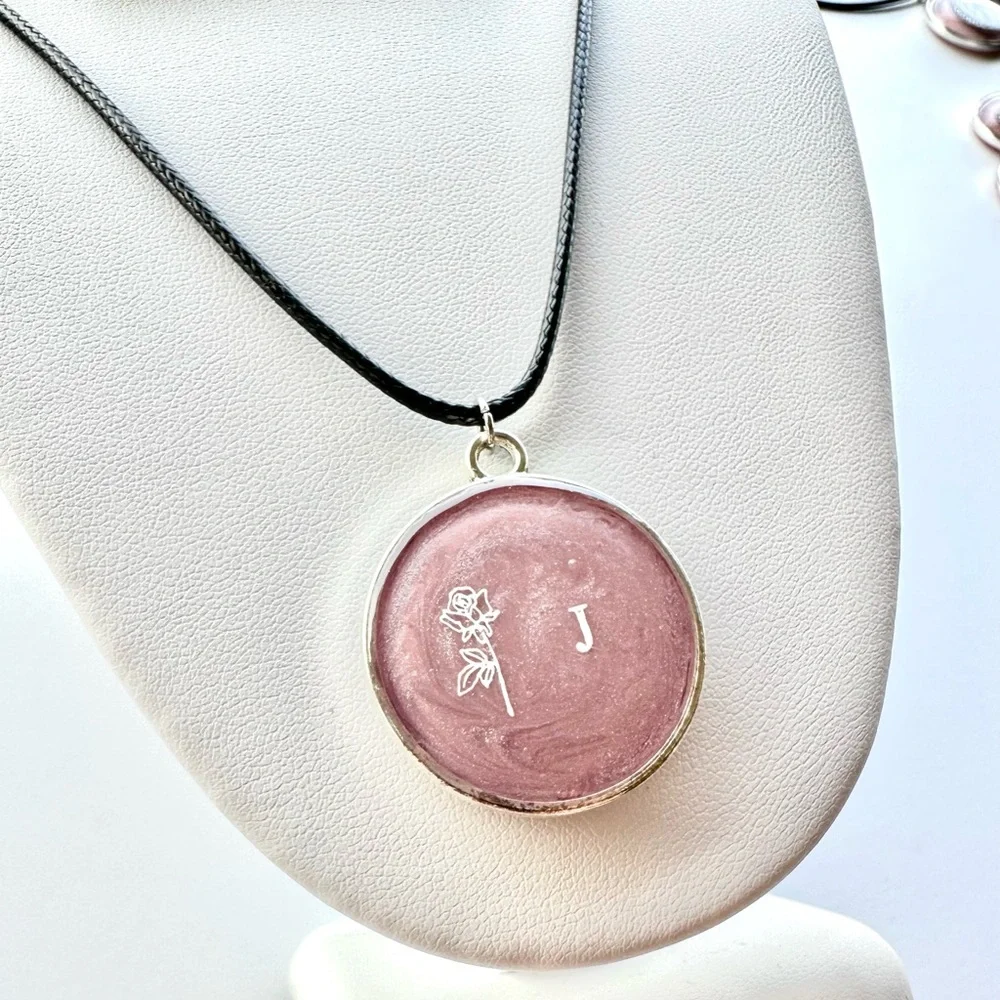 Handmade Initial Resin Pendant Necklace | Resin Pendant | Resin Jewelry